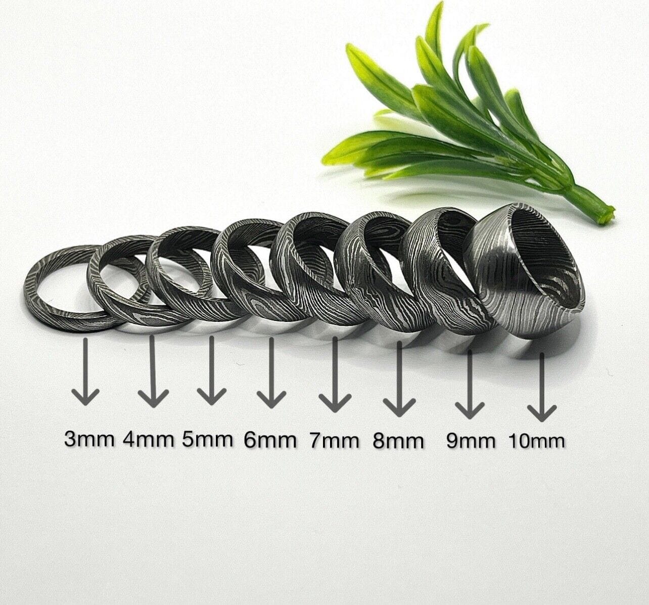 KBS Knives Store Knives Everlasting Unity Damascus Steel Eternal Commitment Ring with Wood Inlay by KBS Knives Store