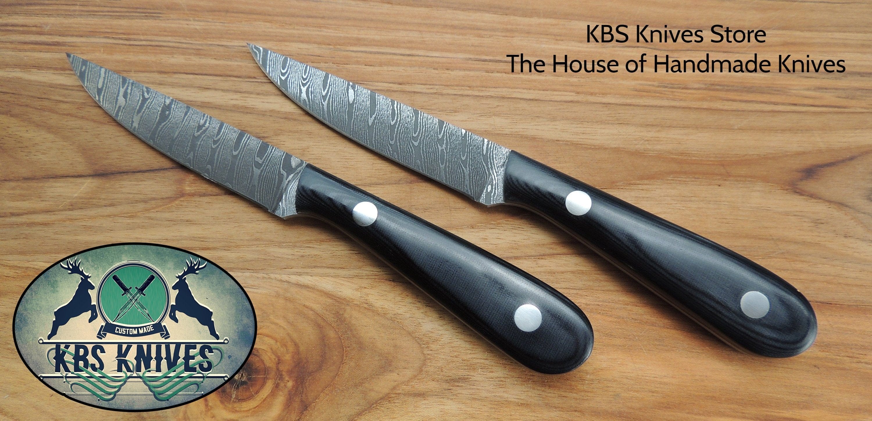 KBS Knives Store Knives Full Tang Custom Handmade Damascus Steel Steak Knives