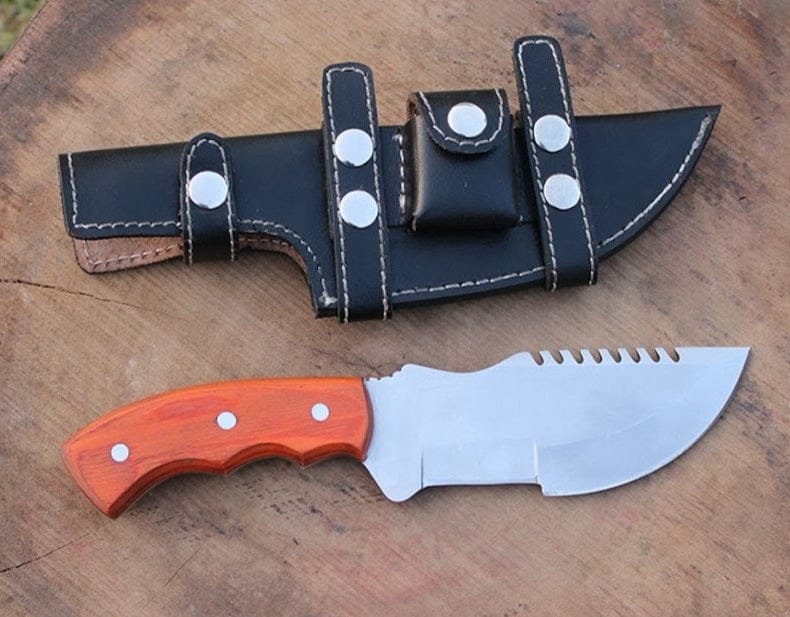 KBS Knives Store Knives O1 Tool Steel Handmade Tom Brown Best Tracker Knife For Sale with Orange Wood Handle - Overall Length 10 Inches
