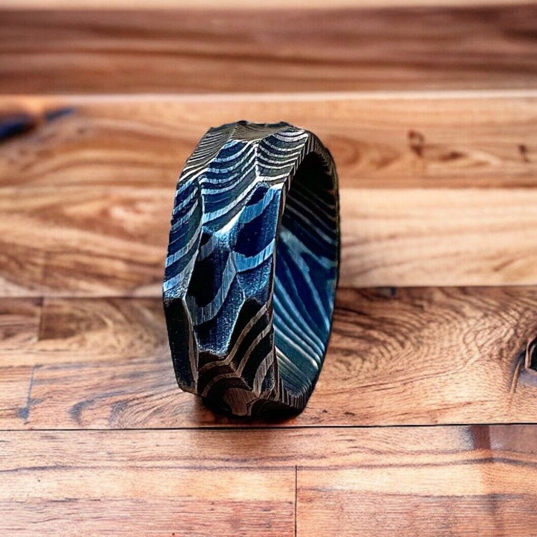 KBS Knives Store Knives Timeless Bond Hand-Forged Damascus Steel Proposal Memory Ring by KBS Knives Store