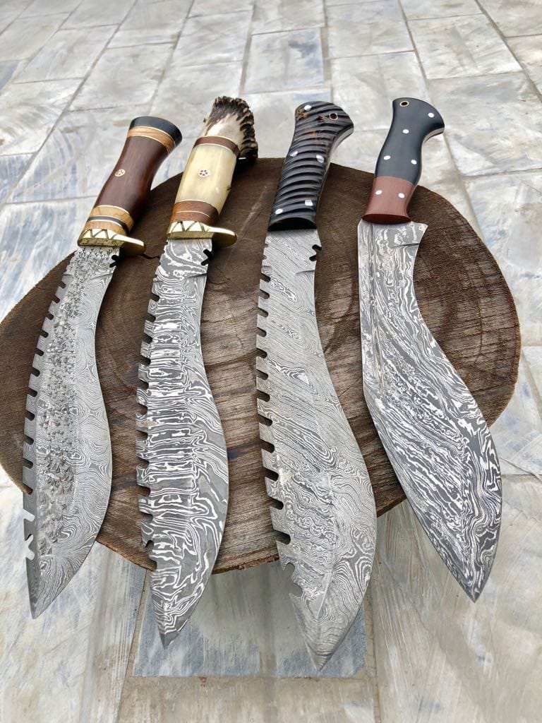 KBS Knives Store Kukri Best Kukri Knife Design – Damascus Blade Set of 4