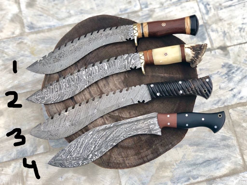 KBS Knives Store Kukri Best Kukri Knife Design – Damascus Blade Set of 4