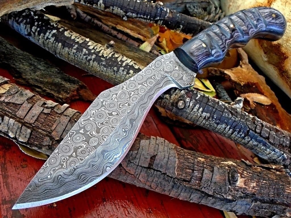 KBS Knives Store Kukri Custom Ghurka knife with Exotic Pakka Wood Handle