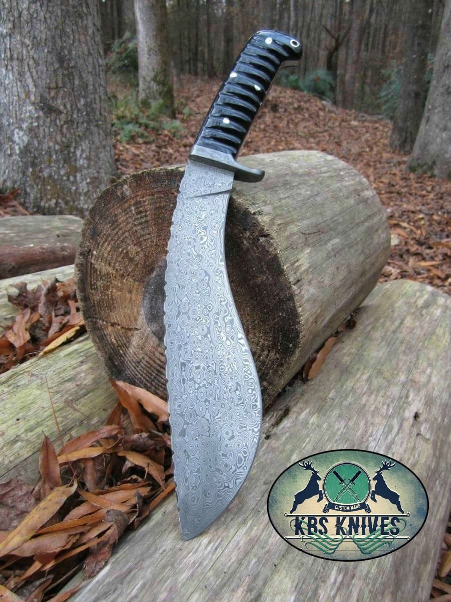 KBS Knives Store Kukri Damascus Gurkha Sword Kukri with Buffalo Horn Handle