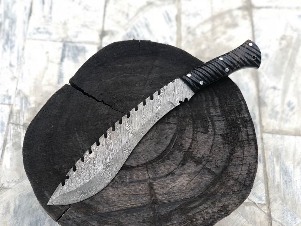 KBS Knives Store Kukri Handmade Damascus Tactical Kukri with Sheath