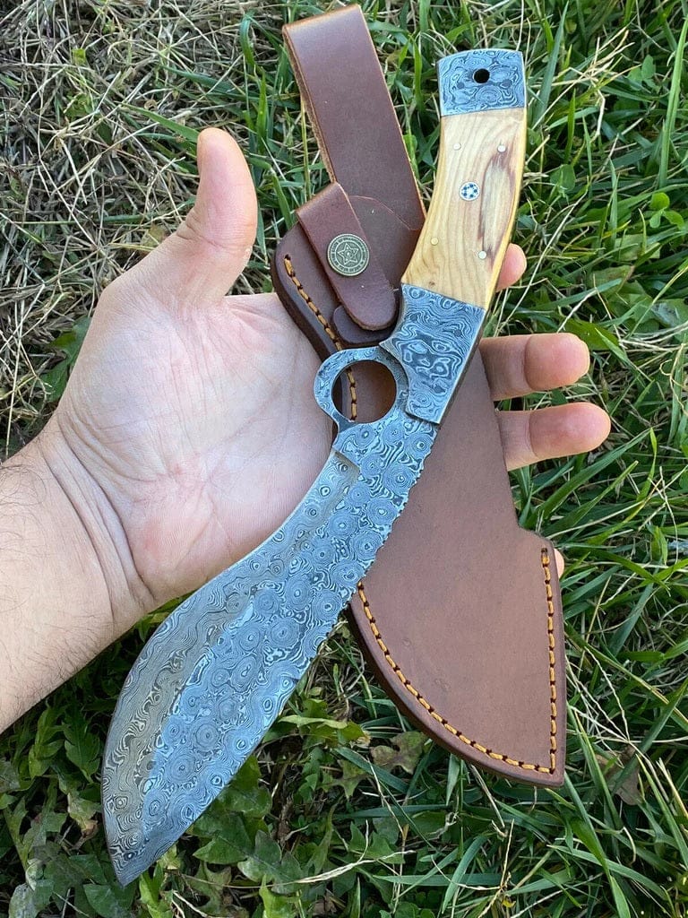 KBS Knives Store Kukri Handmade Gurkha Military Kukri Knife Damascus 12"