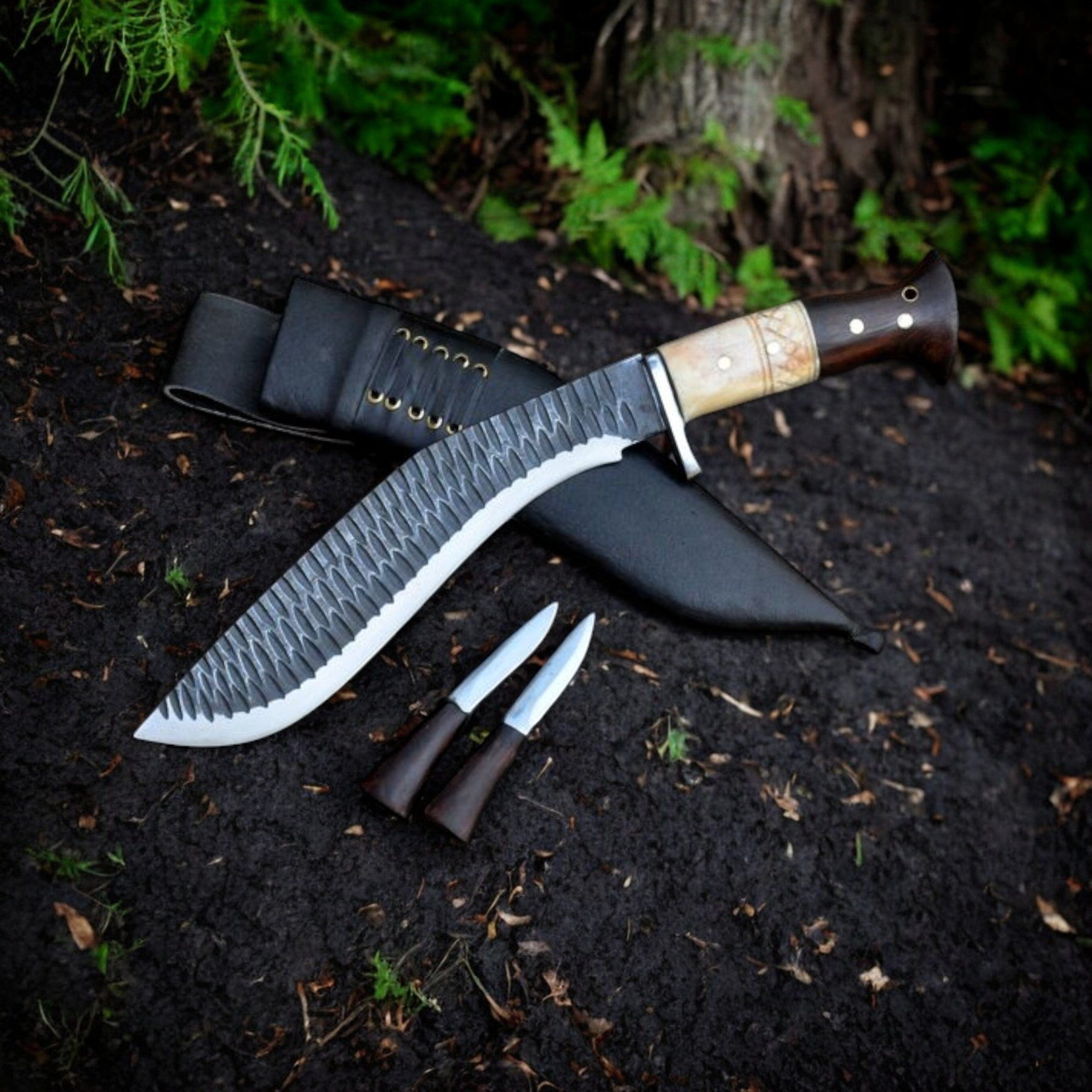 KBS Knives Store Kukri Handmade Nepal Kukri with Sheath – 15" Forged Steel