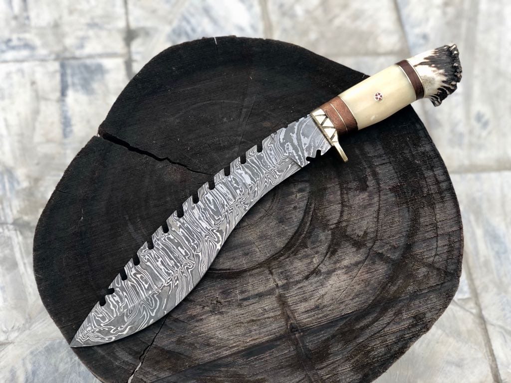 KBS Knives Store Kukri Limited Edition Kukri Knife – Damascus Bone Handle
