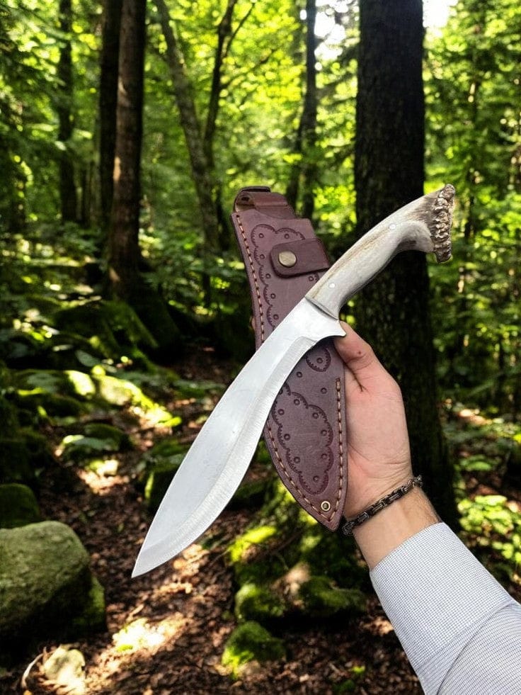 KBS Knives Store Kukri Traditional Gurkha Kukri D2 Steel Antler Handle 14"