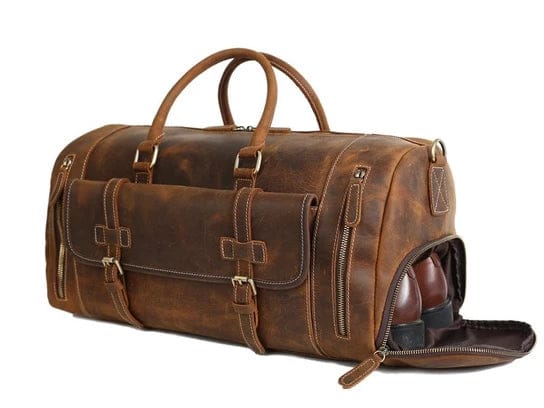 KBS Knives Store Leather Bag Leather Duffle Bag With Shoe Compartment