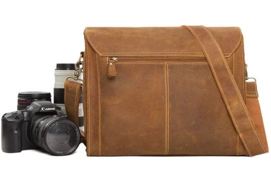 KBS Knives Store Leather Bag Light Brown Leather Camera Bag