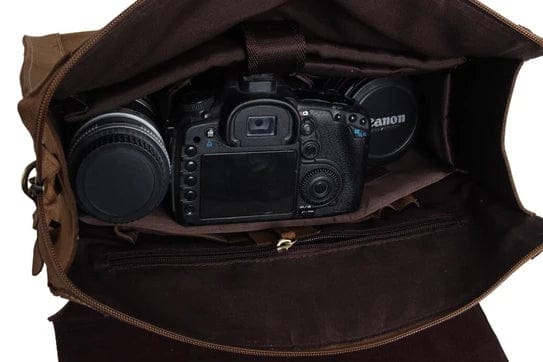 KBS Knives Store Leather Bag Light Brown Leather Camera Bag