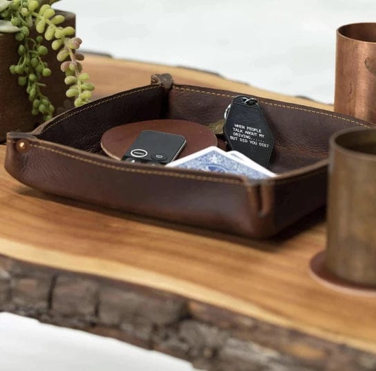KBS Knives Store Leather Bag Personalized Leather Valet Tray