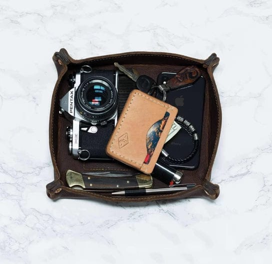 KBS Knives Store Leather Bag Personalized Leather Valet Tray