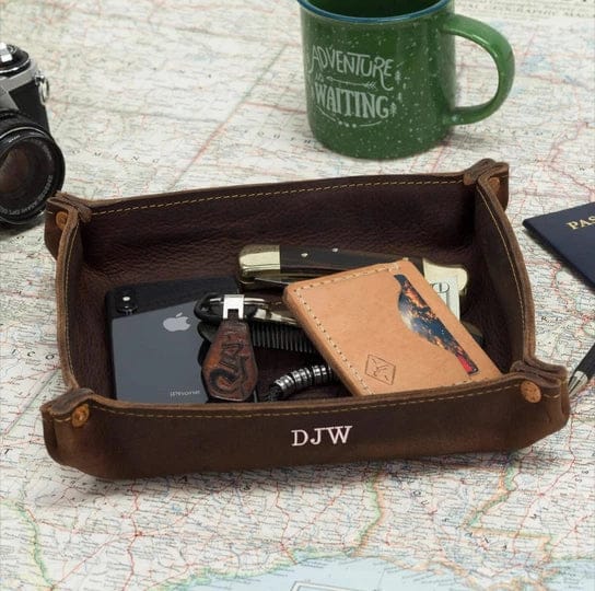 KBS Knives Store Leather Bag Personalized Leather Valet Tray