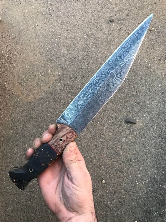 KBS Knives Store Seax Custom Handmade Seax Viking Knife with Leather Sheath