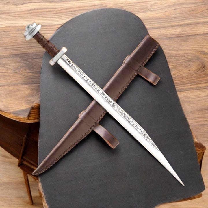 KBS Knives Store Seax Custom Handmade Viking Seax – 26" Engraved 440C Steel Blade