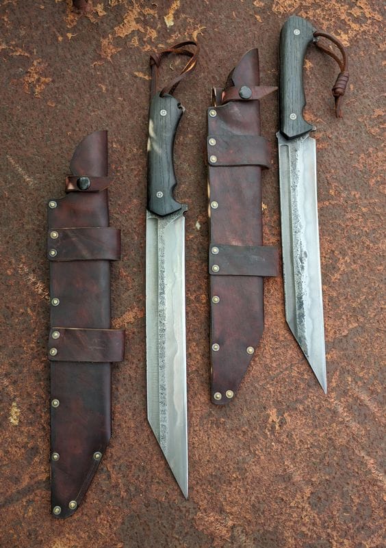 KBS Knives Store Seax Custom Handmade Viking Seax for Sale with Leather Sheath
