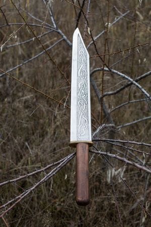 KBS Knives Store Seax Custom Handmade Viking Seax Knife with Leather Sheath
