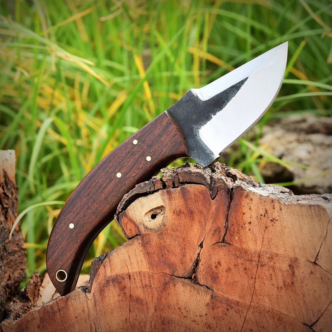 KBS Knives Store Skinner Knife "Custom Handmade 1095 Forged Steel Skinning Knife | Rosewood Handle | 7 Inches | Leather Sheath | KBS Knives Store"