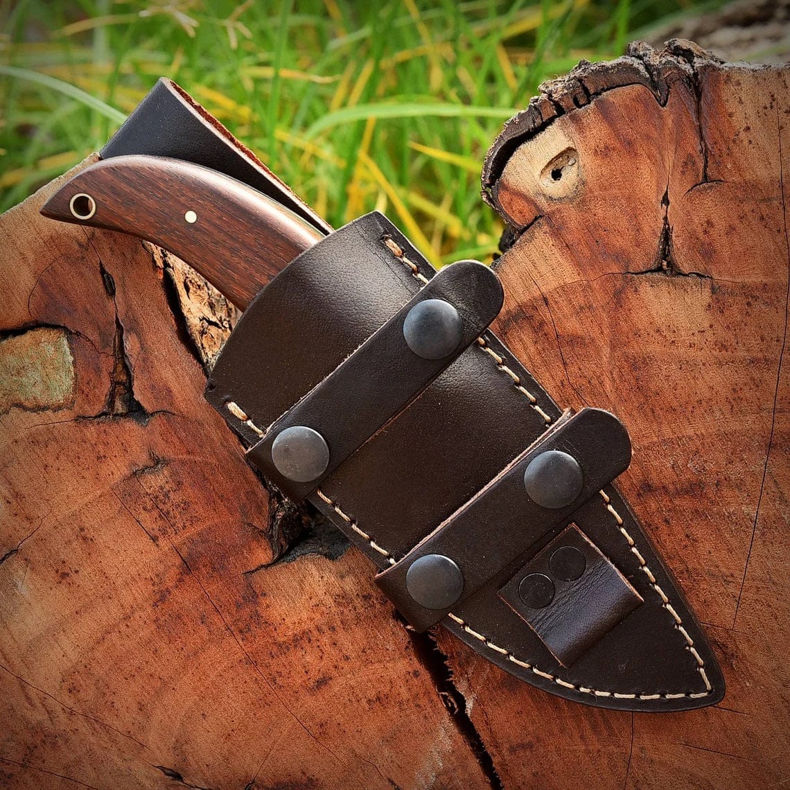 KBS Knives Store Skinner Knife "Custom Handmade 1095 Forged Steel Skinning Knife | Rosewood Handle | 7 Inches | Leather Sheath | KBS Knives Store"
