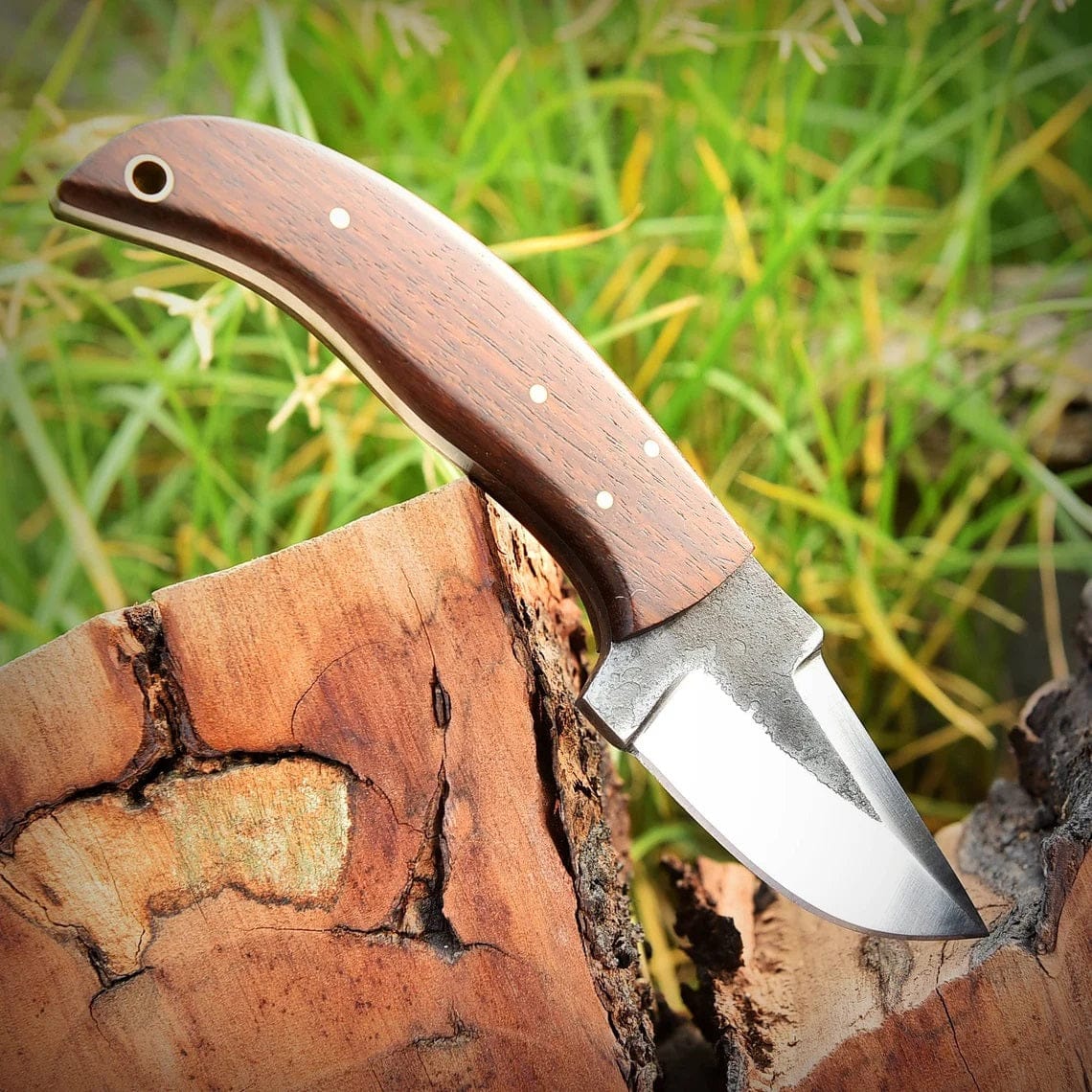 KBS Knives Store Skinner Knife "Custom Handmade 1095 Forged Steel Skinning Knife | Rosewood Handle | 7 Inches | Leather Sheath | KBS Knives Store"