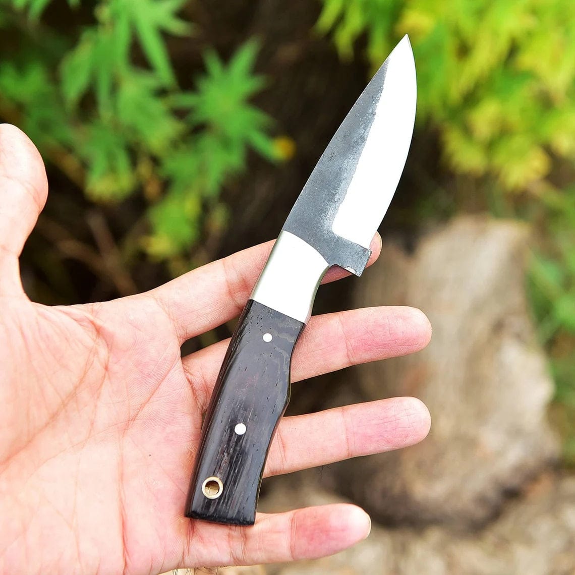 KBS Knives Store Skinner Knife "Custom Handmade 1095 Forged Steel Skinning Knife | Wenge Wood Handle | 7.5 Inches | Leather Sheath | KBS Knives Store"