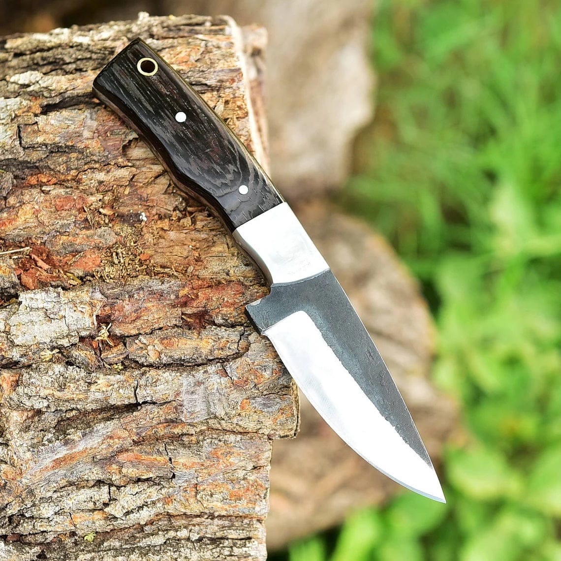 KBS Knives Store Skinner Knife "Custom Handmade 1095 Forged Steel Skinning Knife | Wenge Wood Handle | 7.5 Inches | Leather Sheath | KBS Knives Store"