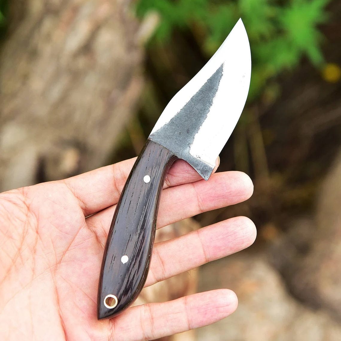 KBS Knives Store Skinner Knife "Custom Handmade 1095 Forged Steel Skinning Knife | Wenge Wood Handle | 7 Inches | Leather Sheath | KBS Knives Store"