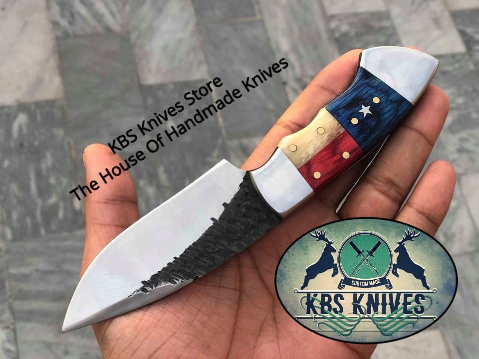 KBS Knives Store Skinner Knife Custom Handmade 1095 Hand Forged Steel Texas Handle EDC Skinner Knife