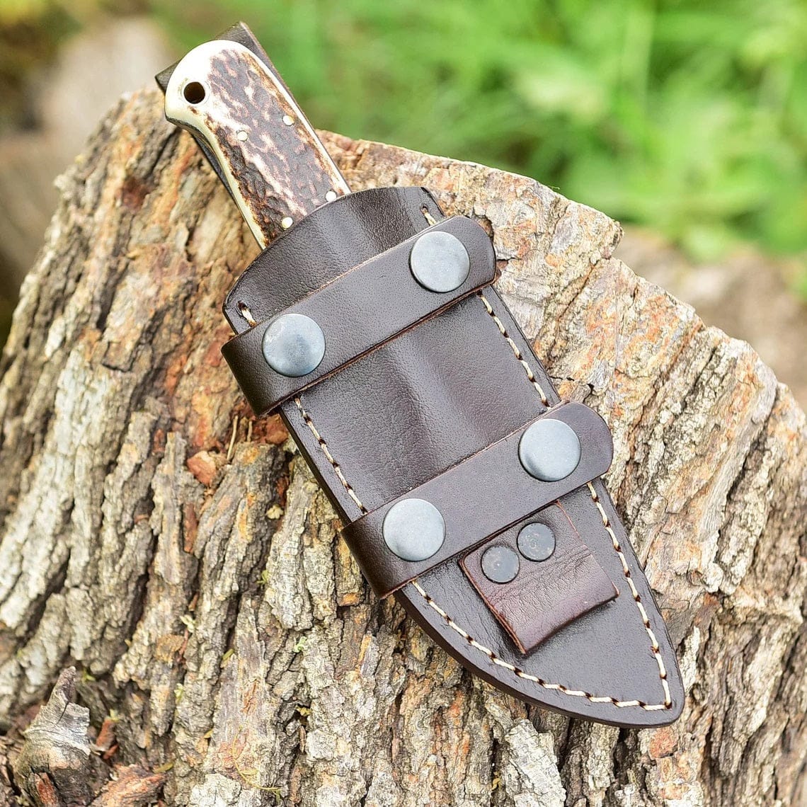 KBS Knives Store Skinner Knife "Custom Handmade D2 Steel Skinning Knife | Antler Horn Handle | 7 Inches | Leather Sheath | KBS Knives Store"