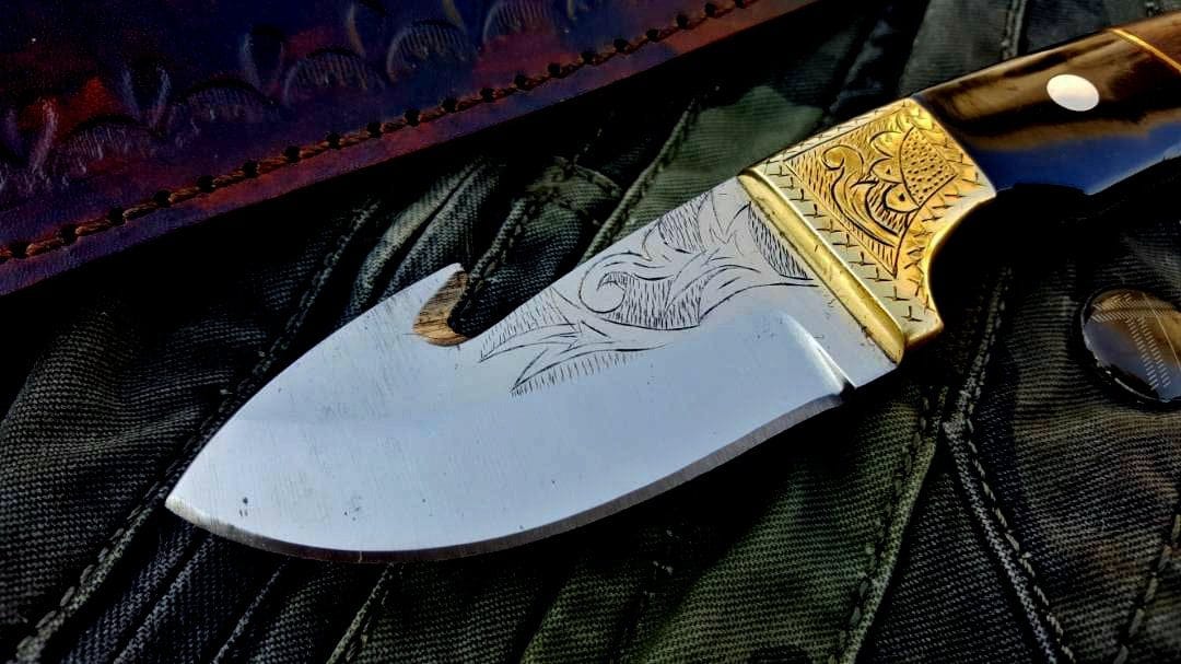 KBS Knives Store Skinner Knife Custom Handmade D2 Tool Steel Guthook Skinner Knife
