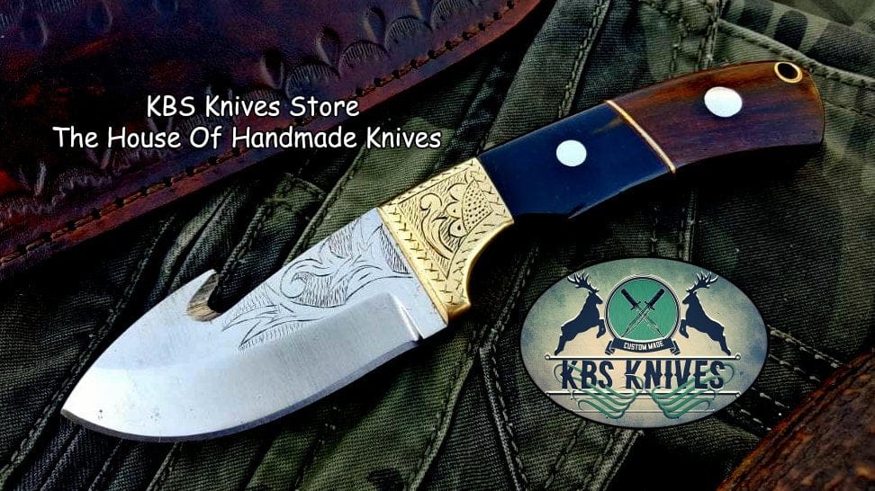KBS Knives Store Skinner Knife Custom Handmade D2 Tool Steel Guthook Skinner Knife