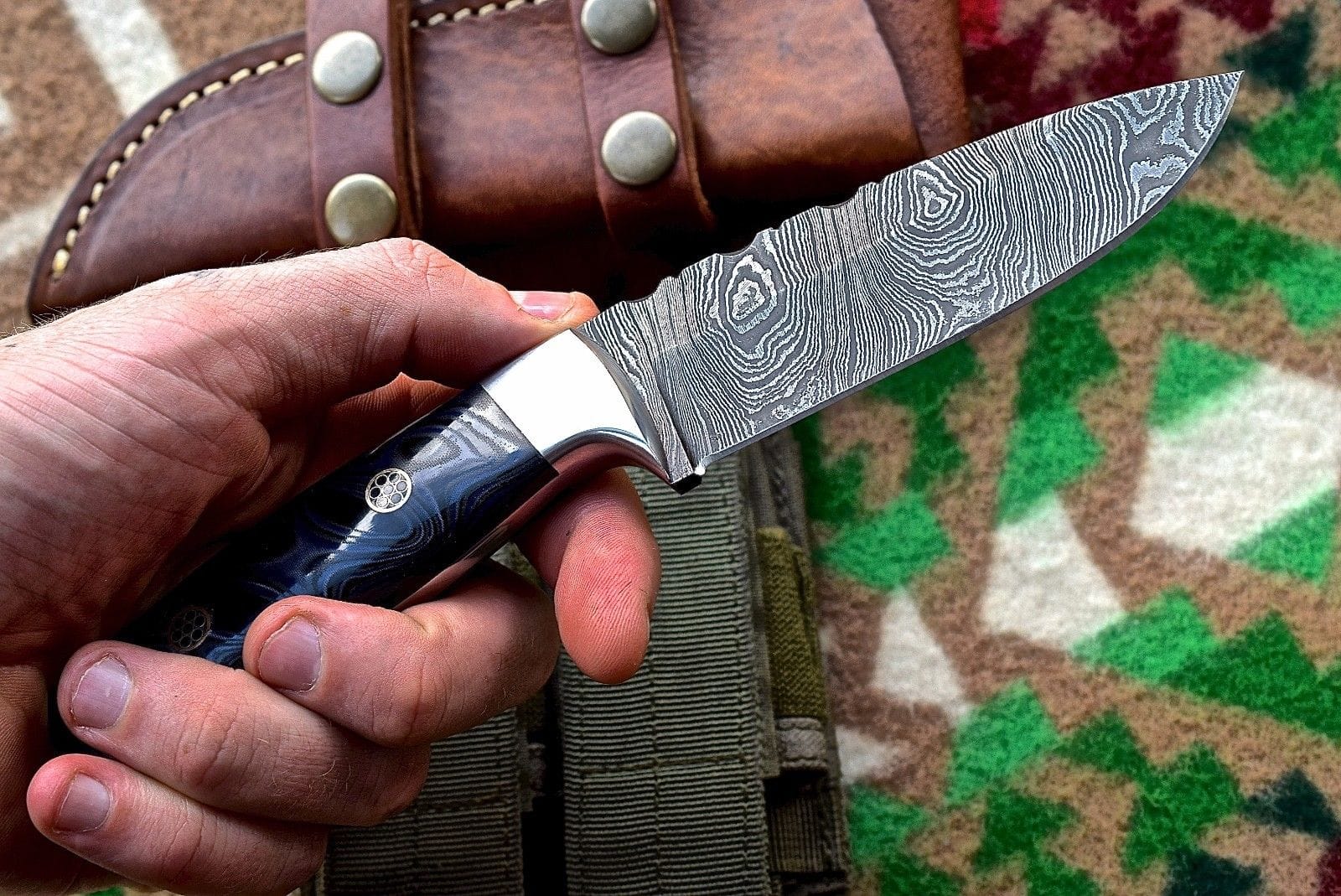 KBS Knives Store Skinner Knife Custom Handmade Damascus Bushcraft Hunting Skinning Skinner Micarta Knife