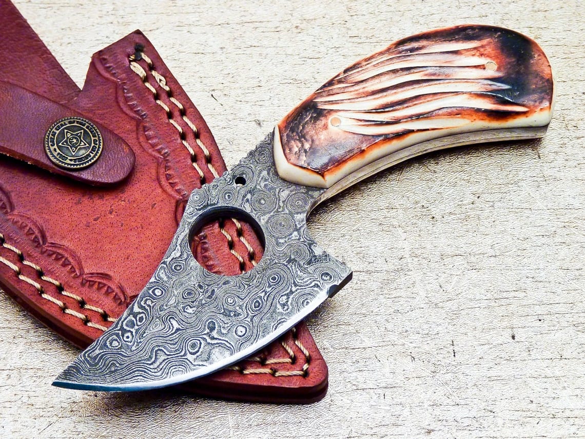 KBS Knives Store Skinner Knife Custom Handmade Damascus skinning knife