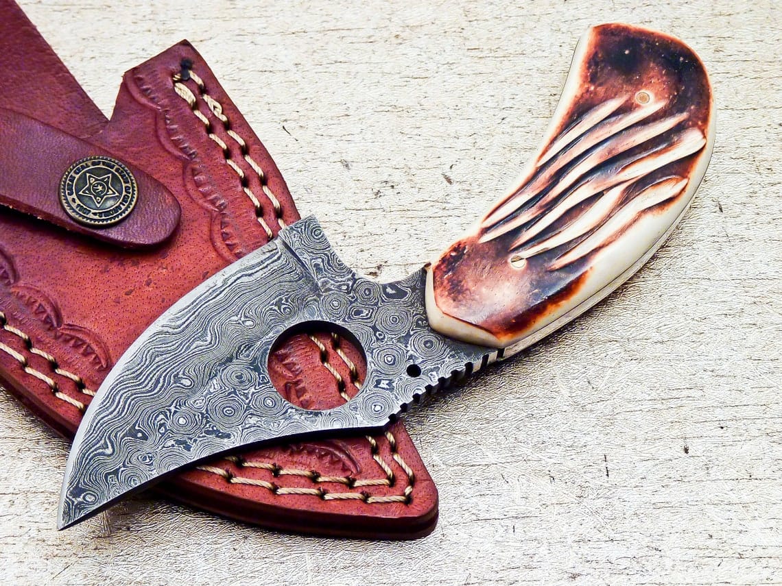 KBS Knives Store Skinner Knife Custom Handmade Damascus skinning knife