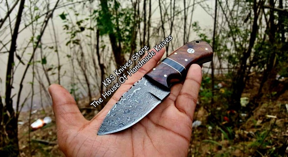 KBS Knives Store Skinner Knife Custom Handmade Damascus Steel Blade EDC Skinner Knife