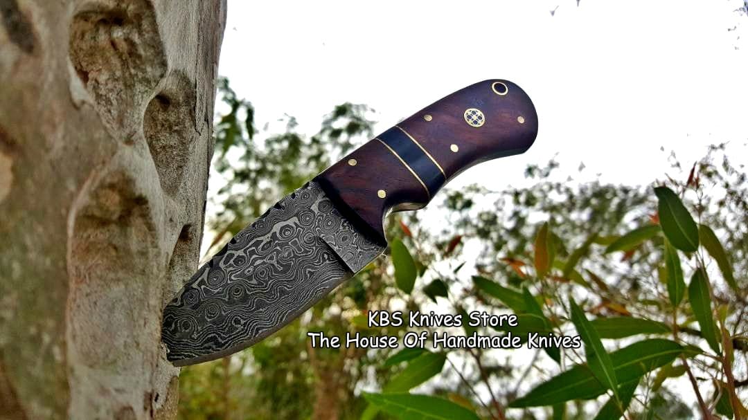KBS Knives Store Skinner Knife Custom Handmade Damascus Steel Blade EDC Skinner Knife
