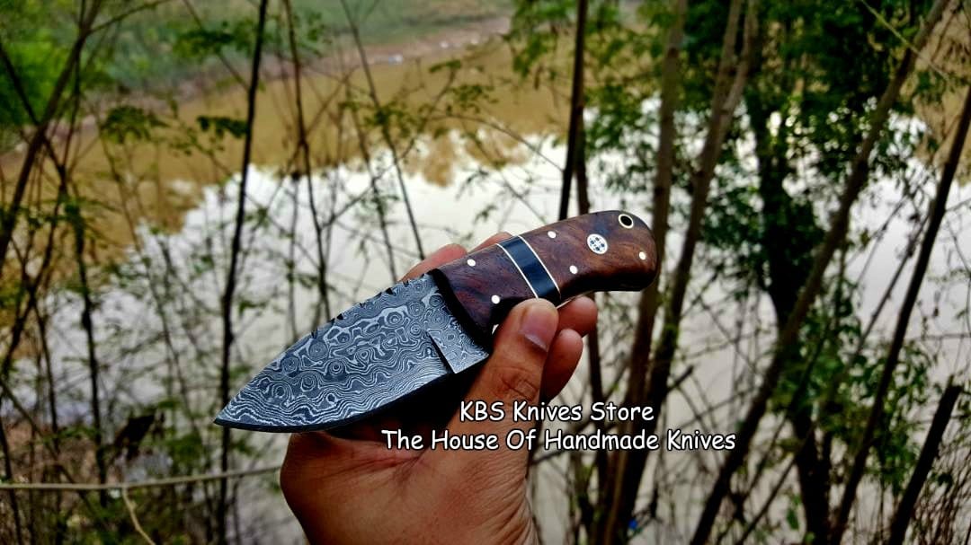 KBS Knives Store Skinner Knife Custom Handmade Damascus Steel Blade EDC Skinner Knife