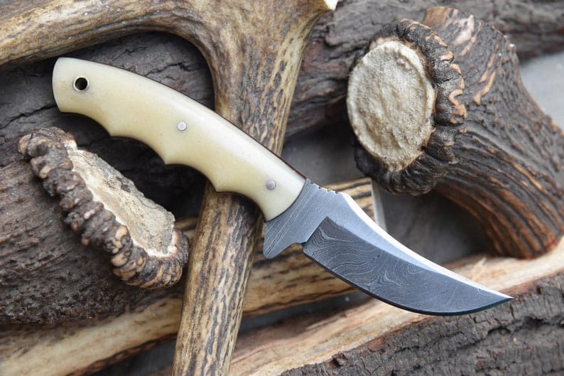 KBS Knives Store Skinner Knife Custom Handmade Damascus Steel Blade Skinner Knife