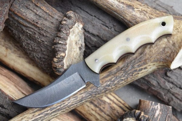 KBS Knives Store Skinner Knife Custom Handmade Damascus Steel Blade Skinner Knife
