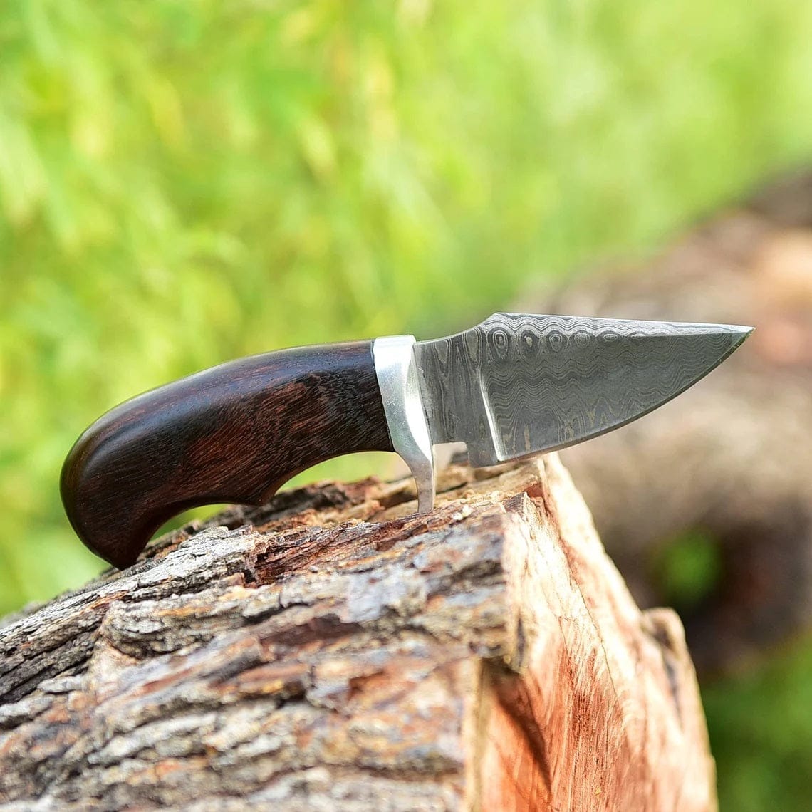 KBS Knives Store Skinner Knife "Custom Handmade Damascus Steel EDC Skinning Knife | Rosewood Handle | 7 Inches | Leather Sheath | KBS Knives Store"