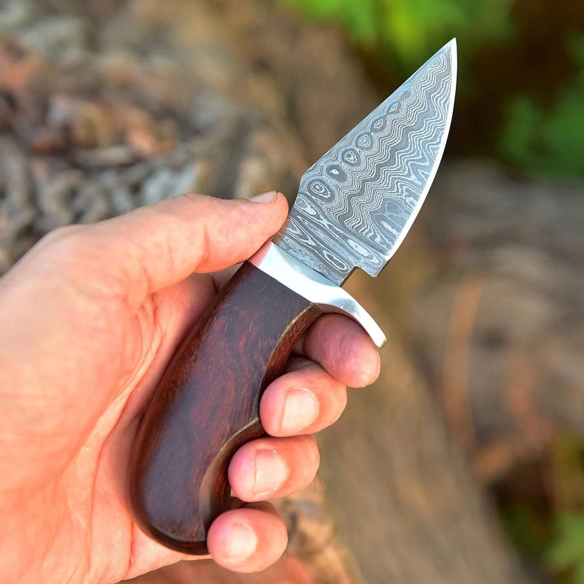 KBS Knives Store Skinner Knife "Custom Handmade Damascus Steel EDC Skinning Knife | Rosewood Handle | 7 Inches | Leather Sheath | KBS Knives Store"