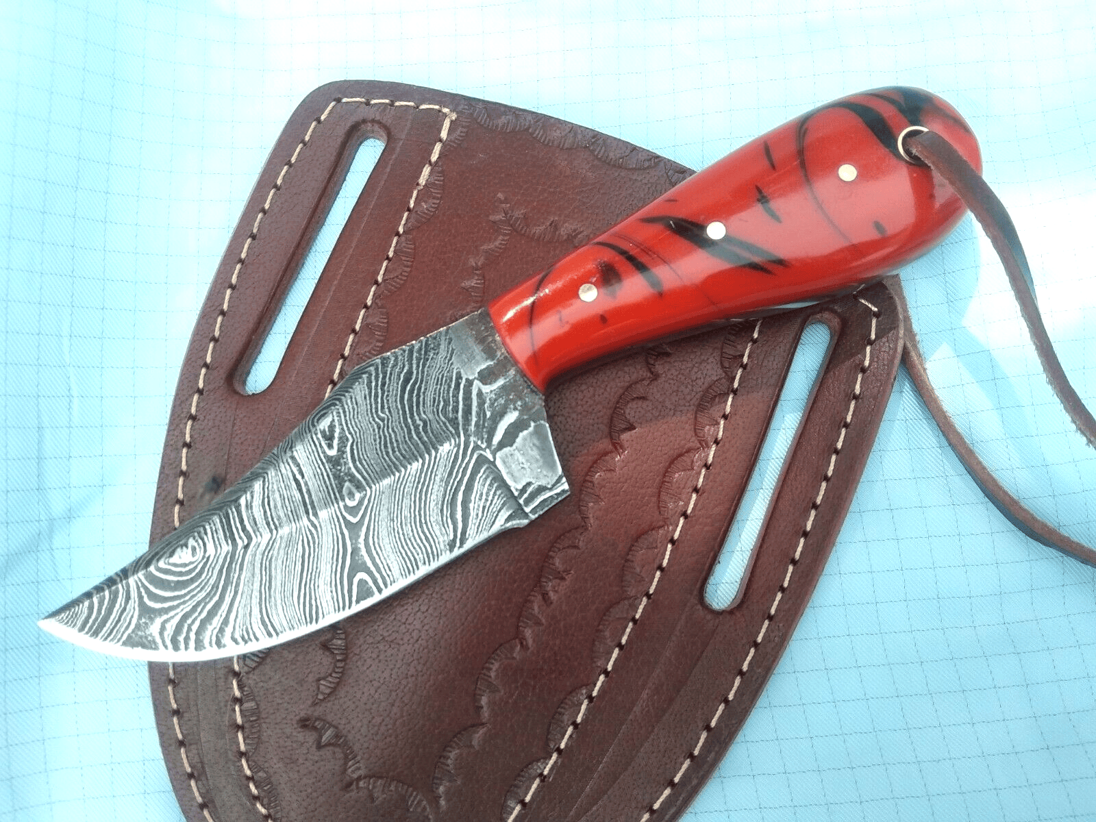 KBS Knives Store Skinner Knife Custom Handmade Damascus Steel Fixed Blade Skinning Knife