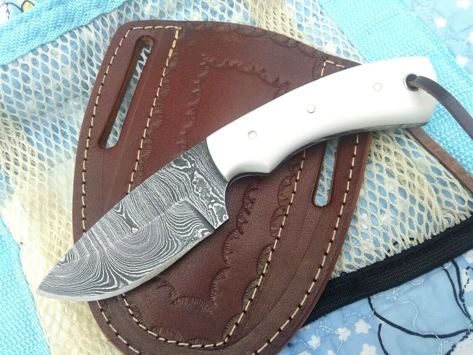 KBS Knives Store Skinner Knife Custom Handmade Damascus Steel Fixed Blade Skinning Knife