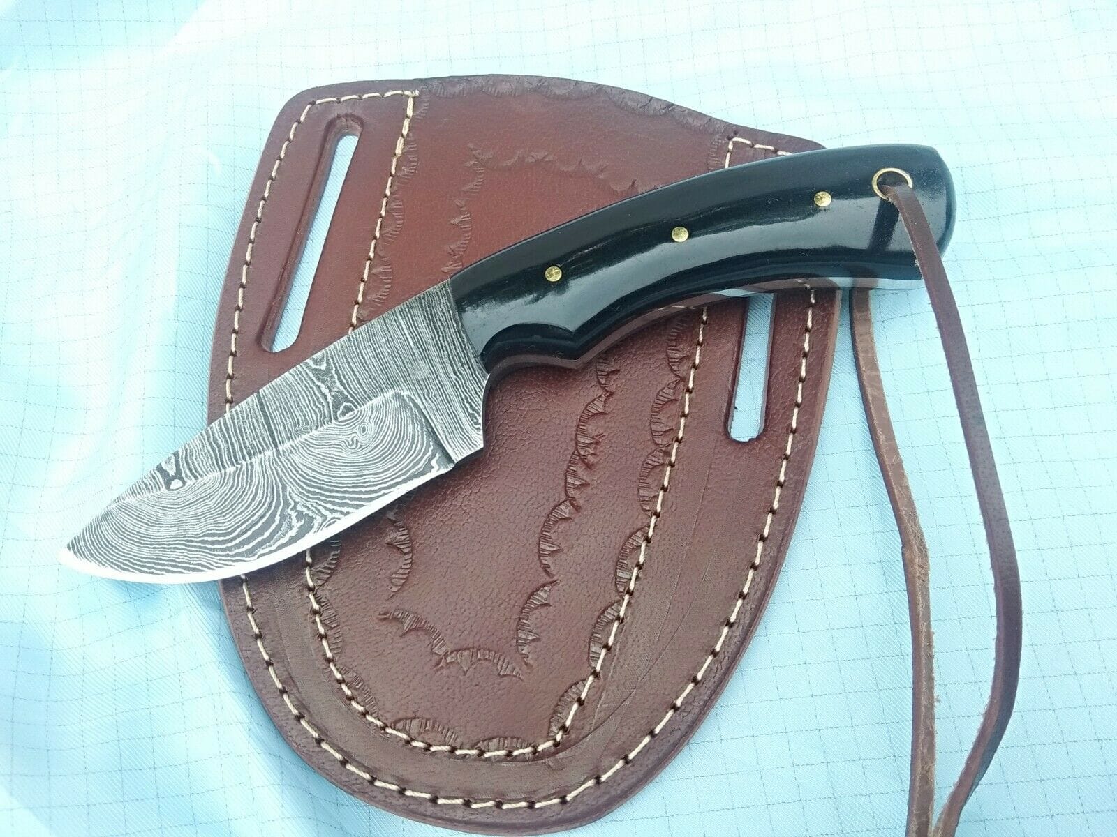 KBS Knives Store Skinner Knife Custom Handmade Damascus Steel Fixed Blade Skinning Knife