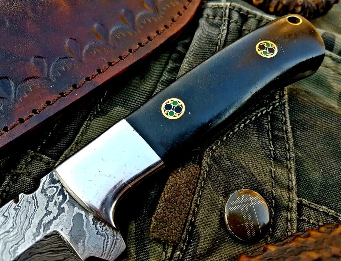 KBS Knives Store Skinner Knife Custom Handmade Damascus Steel Hunting Skinning Camping Knife
