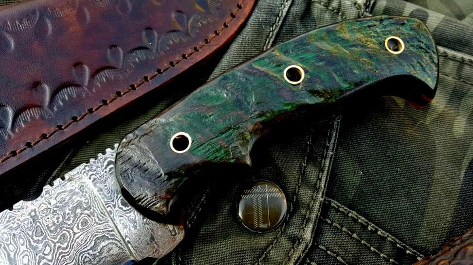 KBS Knives Store Skinner Knife Custom Handmade Damascus Steel Hunting Skinning Camping Knife