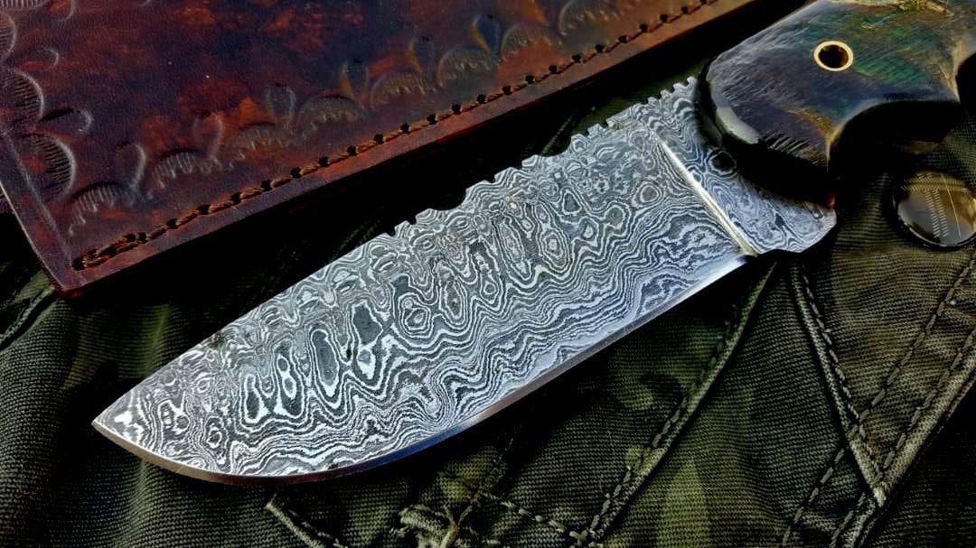 KBS Knives Store Skinner Knife Custom Handmade Damascus Steel Hunting Skinning Camping Knife