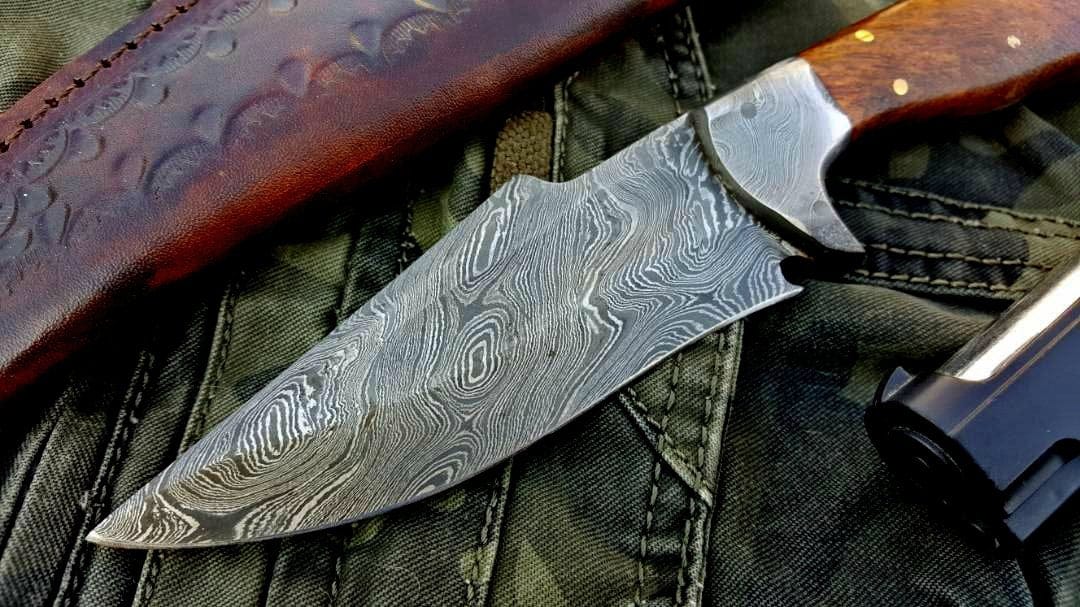 KBS Knives Store Skinner Knife Custom Handmade Damascus Steel Hunting Skinning Camping Knife